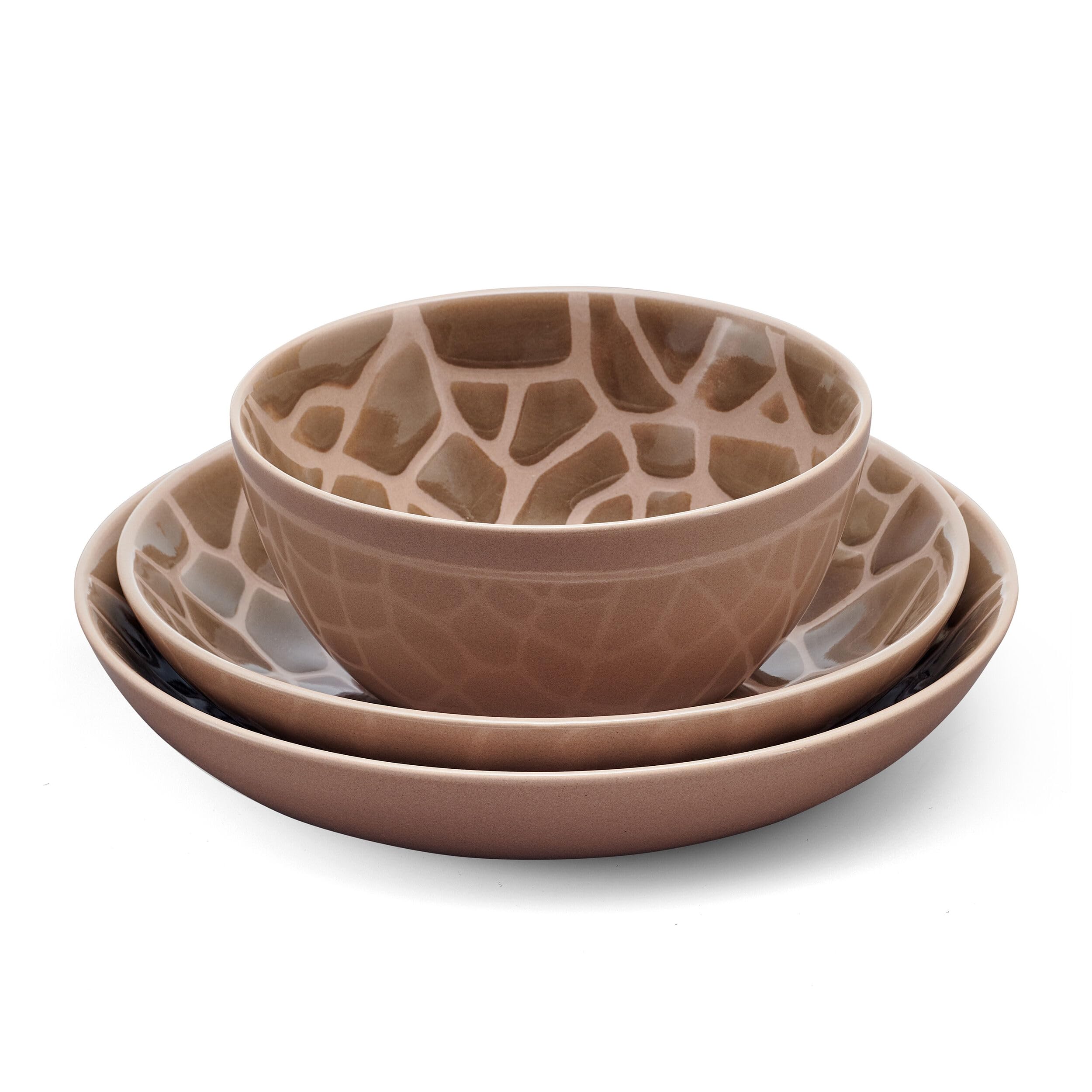 Mikasa Amari Animal Print Safari 12 Piece Dinnerware Bowl Set